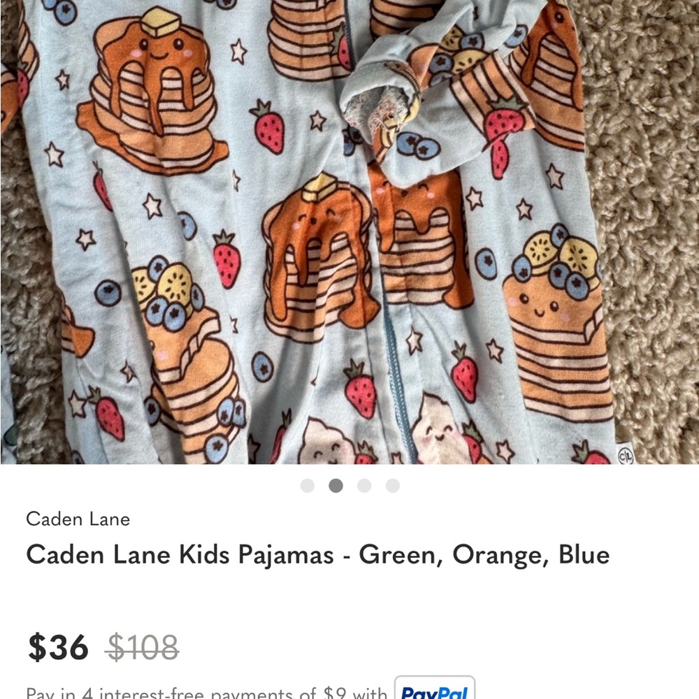 Caden Lane Pancake Print Kids Pajamas - Blue and Orange